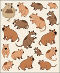 Cute Rodent Family Repeating Pattern Rug