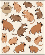 Cute Rodent Family Repeating Pattern Rug