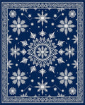 Deep Blue White Snowflake Mandala Rug