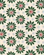 Crimson Red Starburst Leaf Wreath Rug