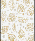 Golden Leafy Outline White Background Rug