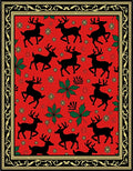 Red Black Reindeer Holly Scatter Rug