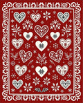 Crimson White Heart Folk Art Rug
