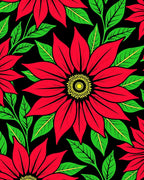 Bold Red Poinsettia Floral Bloom Rug