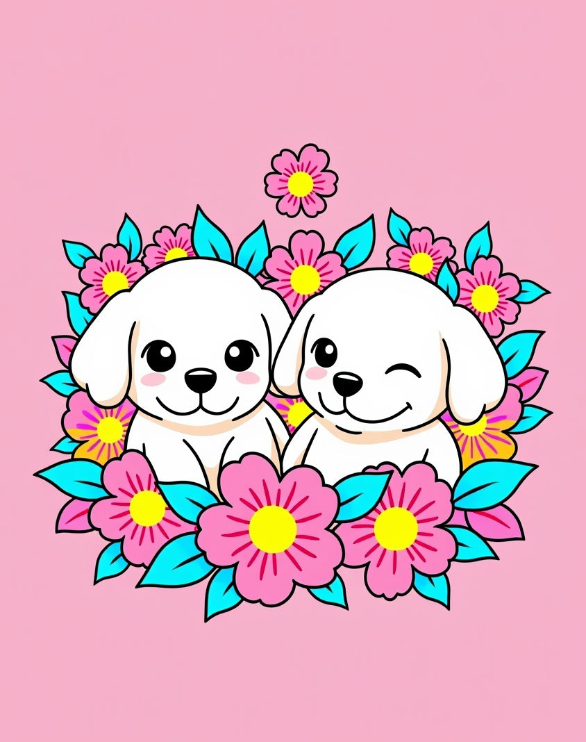 Sweet Puppies Pink Floral Bloom Rug