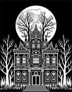 Spooky Haunted Mansion Full Moon Trees Rug