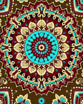 Crimson Brown Teal Medallion Radiance Rug