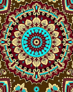 Crimson Brown Teal Medallion Radiance Rug