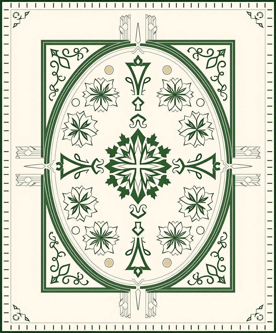 Emerald Green Floral Medallion Symmetry Rug