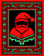 Bold Red Santa Graphic Border Rug