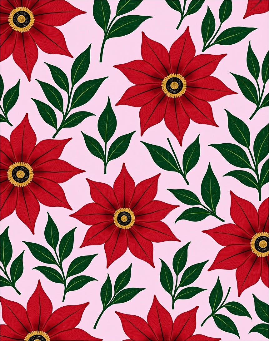 Vibrant Red Floral Garden Rug
