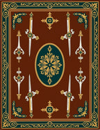 Brown Oval Swords Emblem Rug