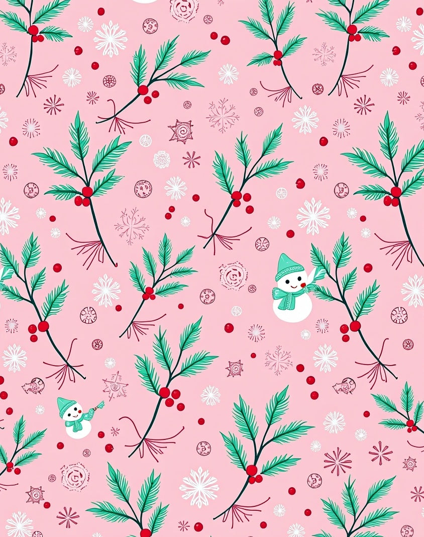 Whimsical Snowman Holly Berry Snowflakes Rug