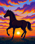 Vibrant Horse Sunset Cloudy Sky Rug