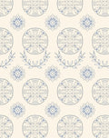 Delicate Blue Floral Laurel Medallion Rug