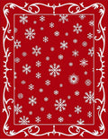 Red White Snowflake Border Accent Rug