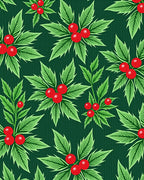 Green Holly Berry Festive Foliage Rug