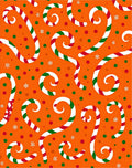 Holiday Candy Cane Dot Swirls Orange Rug