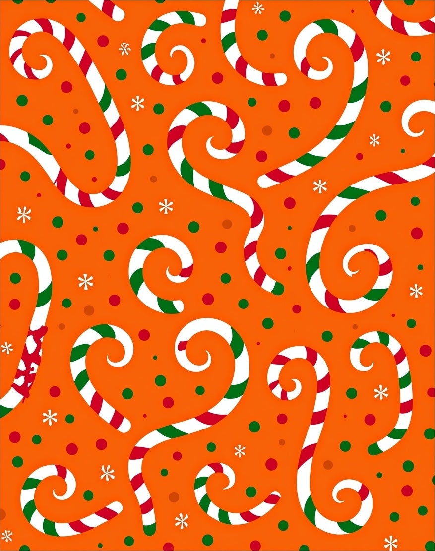 Holiday Candy Cane Dot Swirls Orange Rug