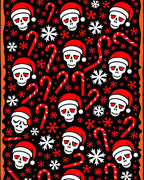 Spooky Christmas Skull Candy Cane Snowflake Rug