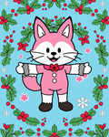 Pink Fox Festive Christmas Garland Rug