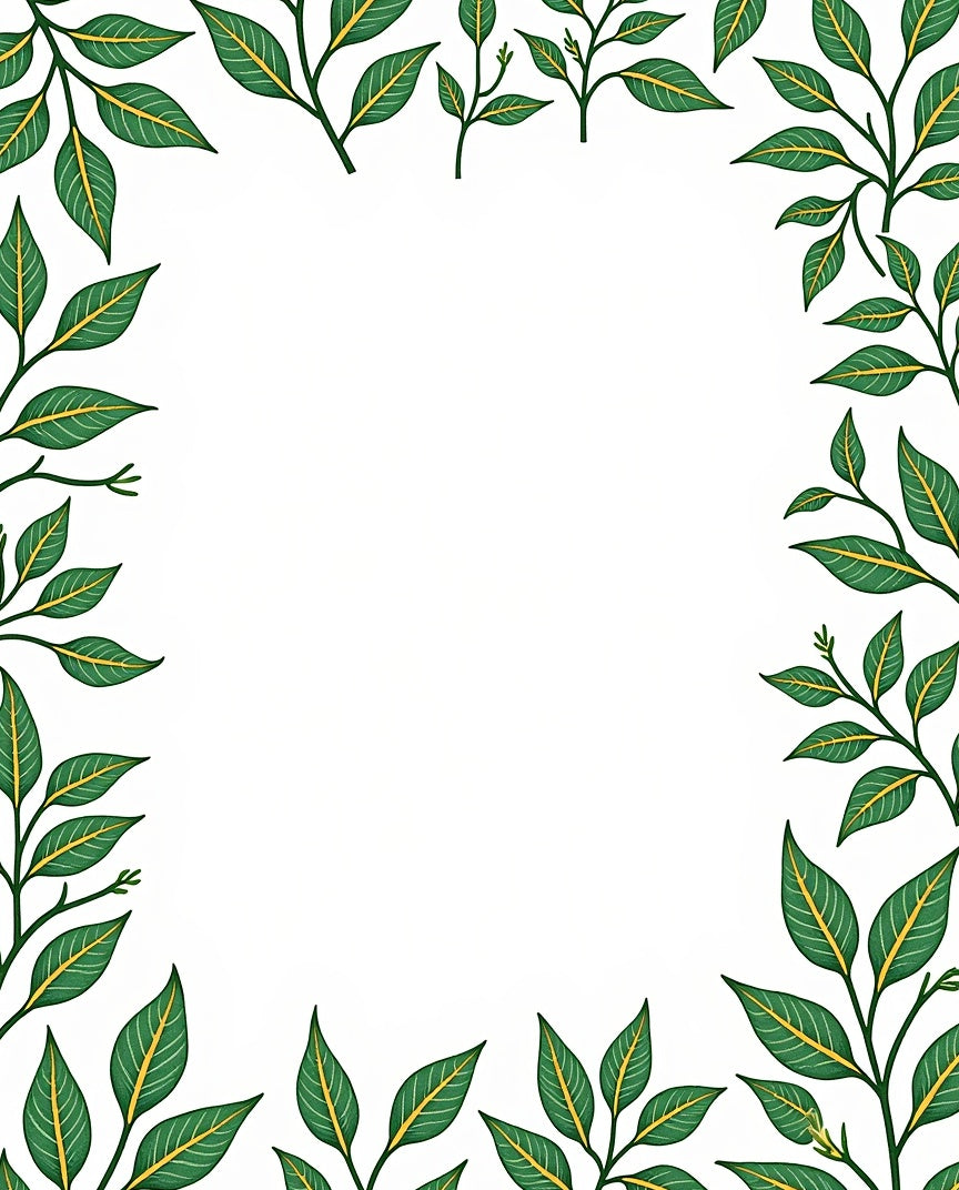 Lush Green Leafy Vine Border Rug