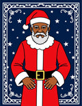 Red Santa Night Stars Border Rug