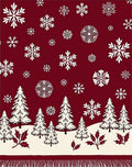 Crimson Snowflakes Forest Landscape Rug