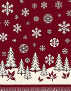 Crimson Snowflakes Forest Landscape Rug