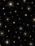 Golden Starburst Galaxy Black Shimmer Rug
