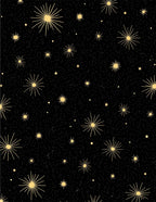 Golden Starburst Galaxy Black Shimmer Rug