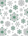 Green And Gray Snowflake Cluster Rug