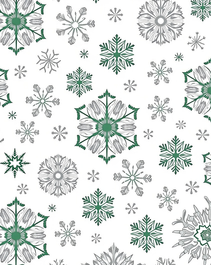 Green And Gray Snowflake Cluster Rug