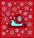 Red Sledding Dog Snowflake Wonderland Rug
