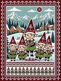 Whimsical Elven Village Mountain Scene Rug