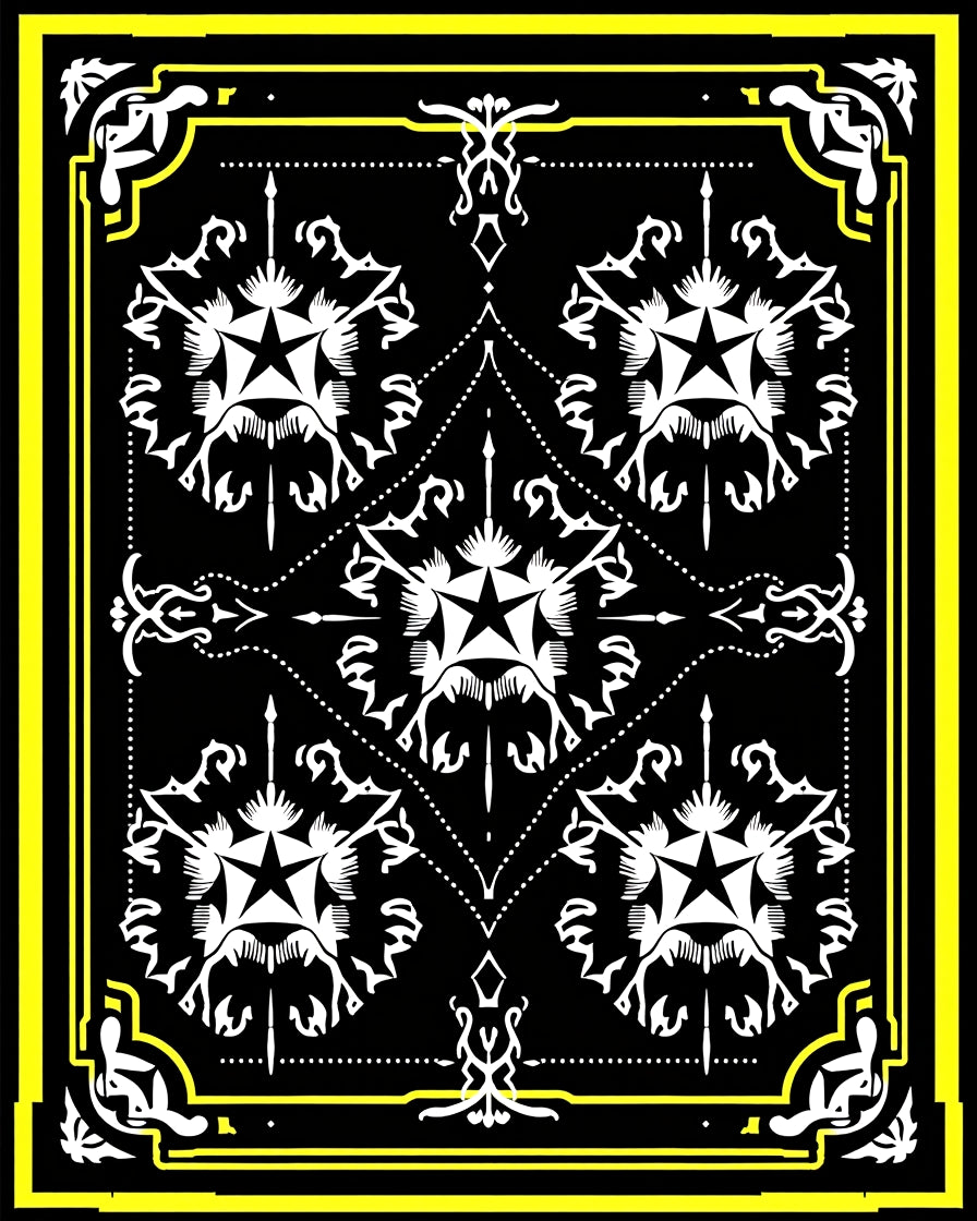 Bold Yellow Black Starburst Adornment Rug