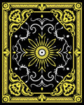 Yellow Black Floral Sunburst Rug