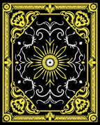 Yellow Black Floral Sunburst Rug
