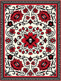 Red Floral Skull Medallion Cream Rug
