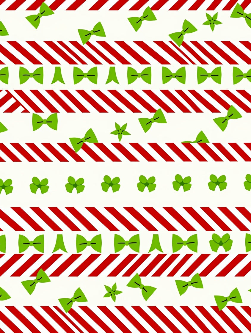 Red Stripe Green Bow Scattered Rug
