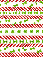 Red Stripe Green Bow Scattered Rug