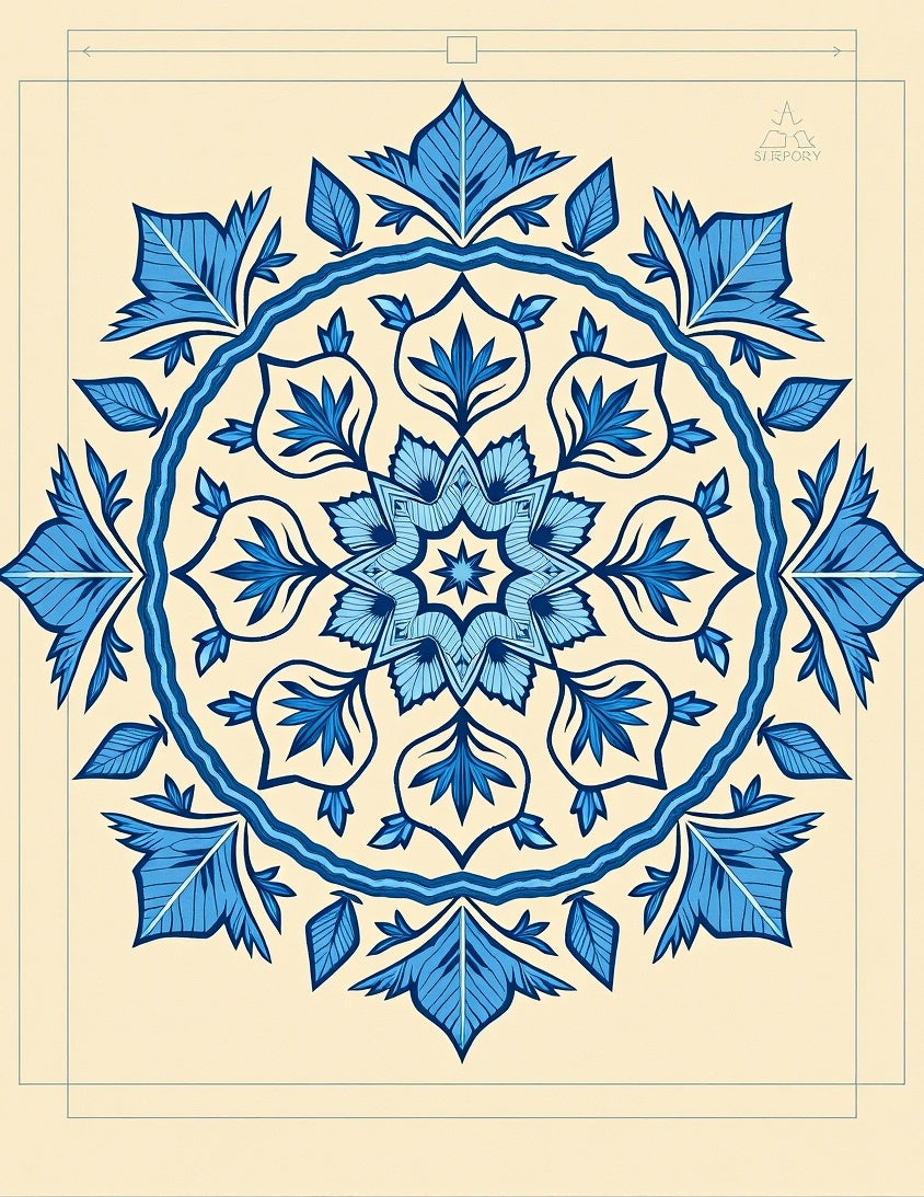 Charming Blue Floral Medallion Rug