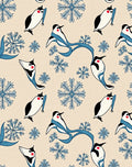 Whimsical Penguin Snowflake Blue Scarf Rug