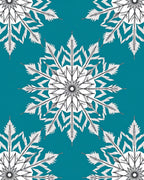 Teal White Snowflake Mandala Rug