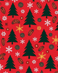 Festive Red Evergreen Snowflakes Accents Rug