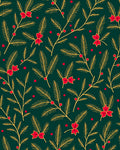 Green Pine Branch Red Bow Rug