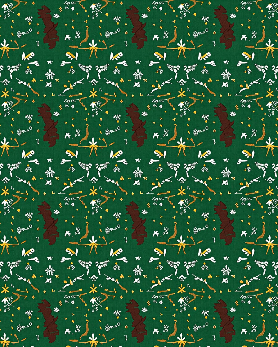Forest Green Abstract Animal Scroll Rug