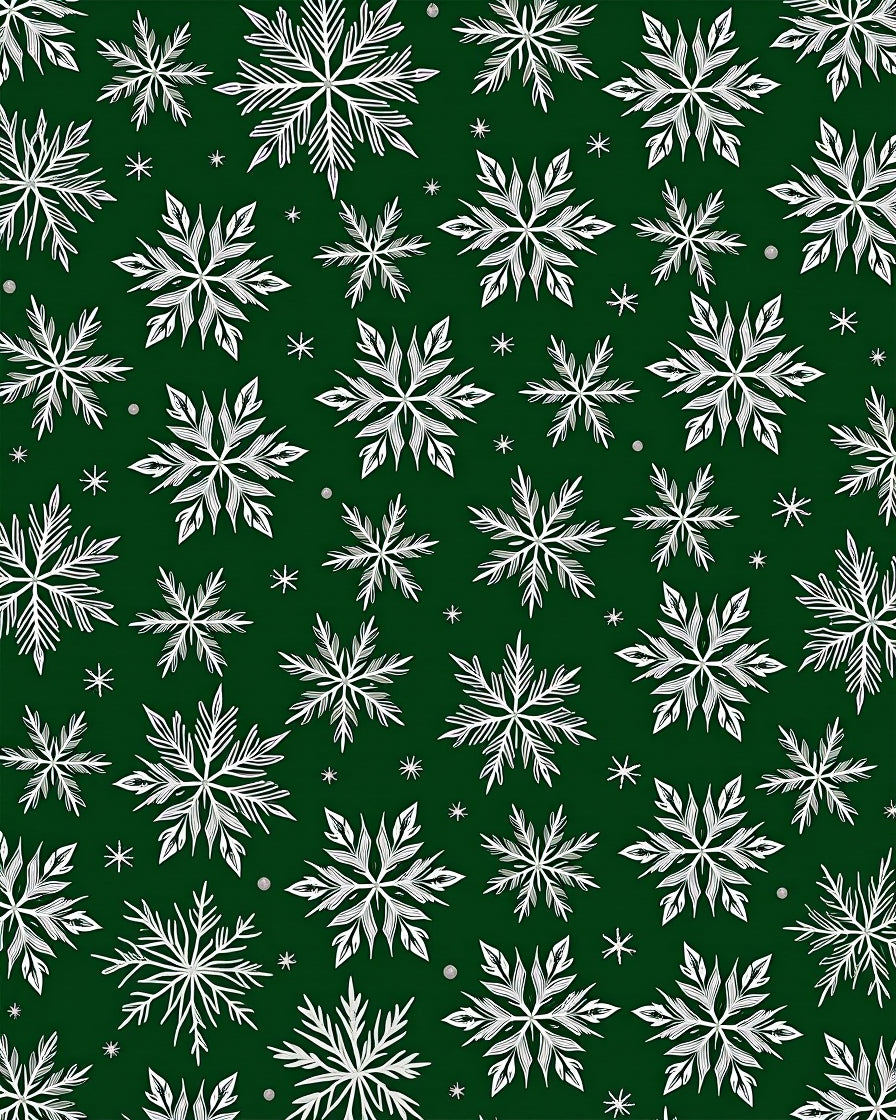 White Snowflake On Deep Green Rug