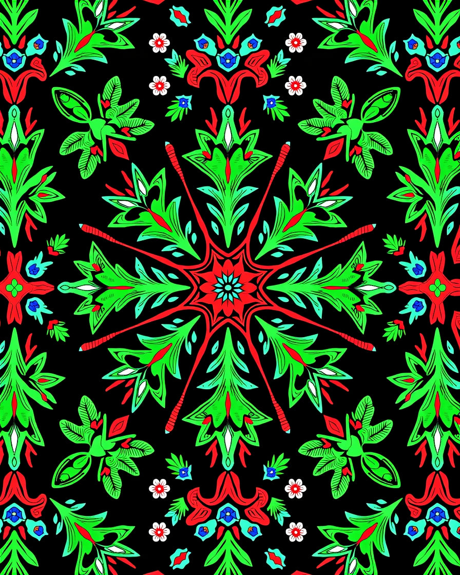Vibrant Festive Floral Medallion Rug