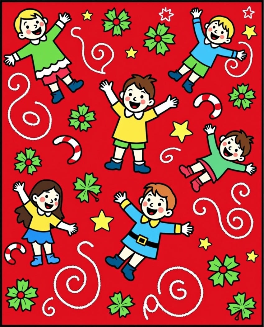 Jolly Kids Christmas Swirls Festive Rug